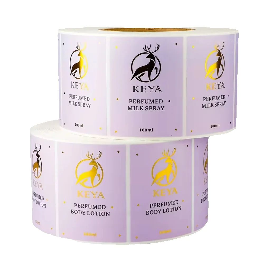 Sticker Label Roll - ฉลากแชมพูย่อยสลายได้ตามธรรมชาติแบบกำหนดเอง | สติกเกอร์ม้วนไวนิล PET กันน้ำ ลายฟอยล์ทอง