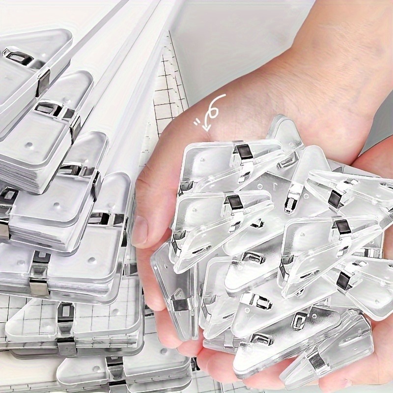 Binder Clip Assorted - ชุดคลิปสามเหลี่ยมใส 22 ชิ้น | ที่ใส่แฟ้มพลาสติกแบบมุมฉาก, แฟ้มเอกสารแบบหลวมสำหรับสำนักงานและใช้ในบ้าน
